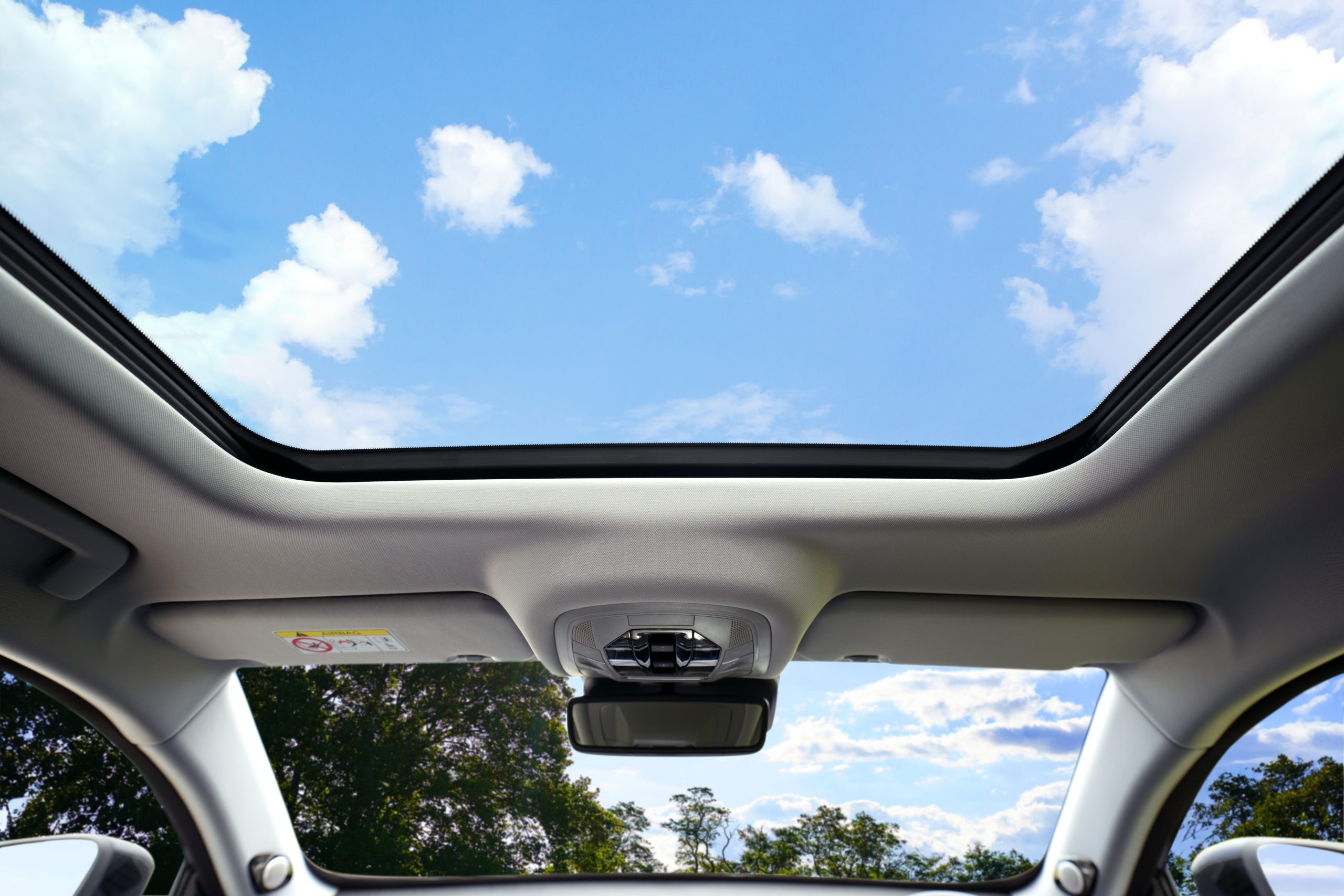 Chery Tiggo 8 — panoramic sunroof view from inside the cabin